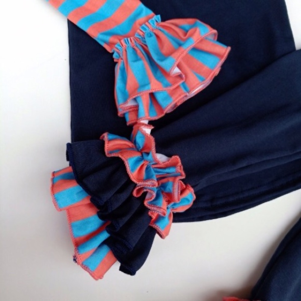 NEW! Double Ruffle Pant, Matching Set Navy - Picture 7 of 7